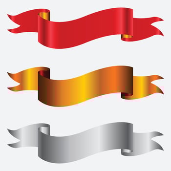 Red, golden and silver banner set. vector