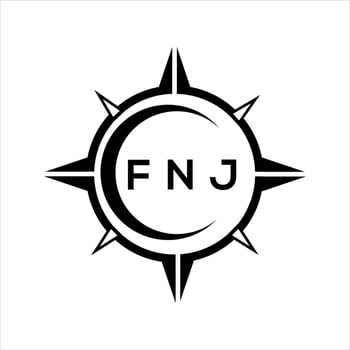 WebFNJ abstract technology circle setting logo design on white background. FNJ creative initials letter logo. vector