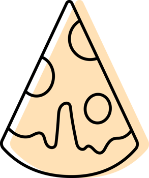 pizza icon yellow color and thin black line, fast food icon. png