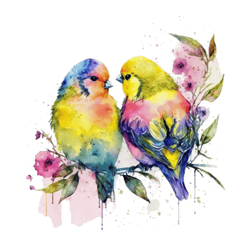 Love Canaries Birds Watercolor art . AI Generated png