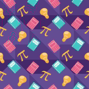 Pi Day Seamless Pattern Design with Mathematical Constants or Baked Pie in Template Hand Drawn Cartoon Flat Illustration vector