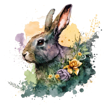 rabbit watercolor . AI Generated png