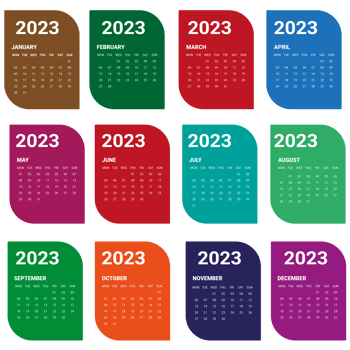 Calendar 2023 colorful happy new year png