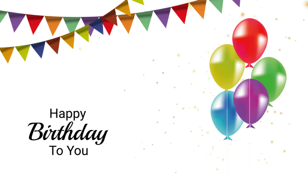 Happy birthday balloon cap confetti flags background png
