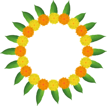 Beautiful yellow and red flower rangoli for indian festival decration diwali png