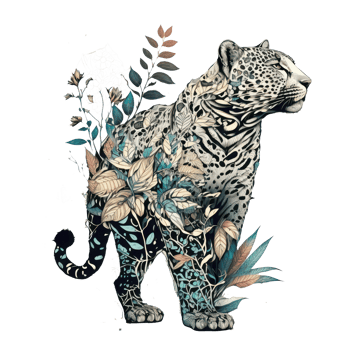 Leopard illustration in doodle style png