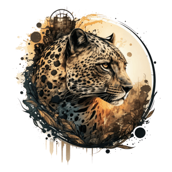 Leopard illustration in doodle style png