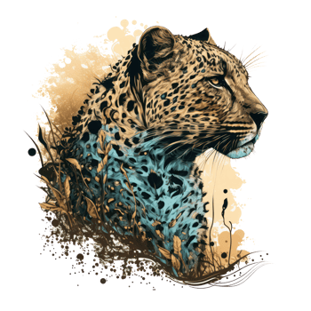 Leopard illustration in doodle style . AI Generated png