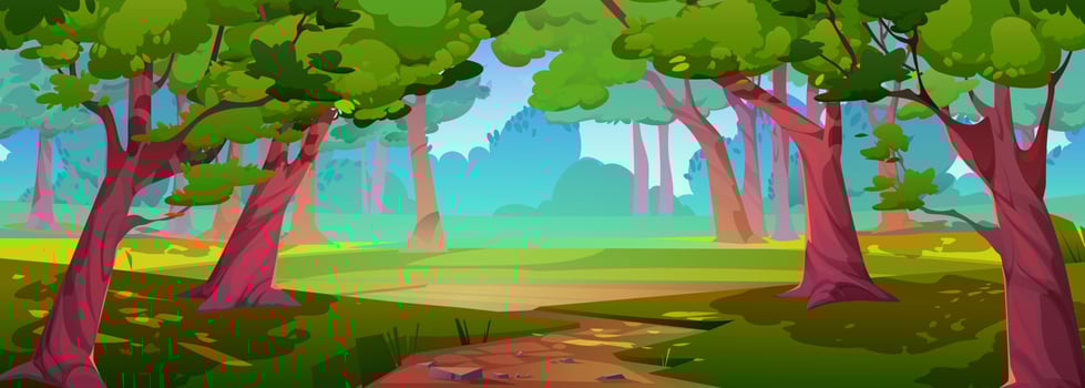 Summer forest, nature landscape, green park vector
