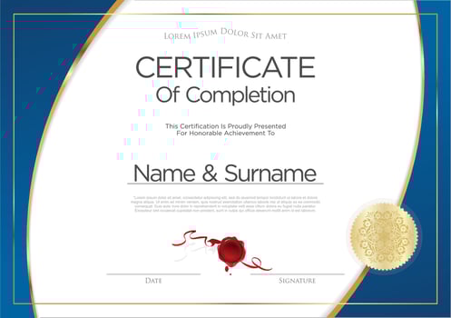 Certificate or Diploma of completion design template white background vector illustration