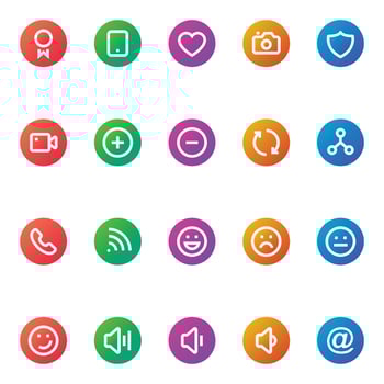 Gradient color outline icons for Social networks. vector