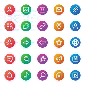 Gradient color outline icons for Social networks. vector
