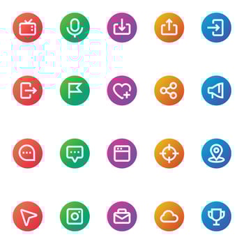 Gradient color outline icons for Social networks. vector