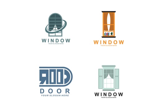 Home Window Logo, Home Interior icon design vector