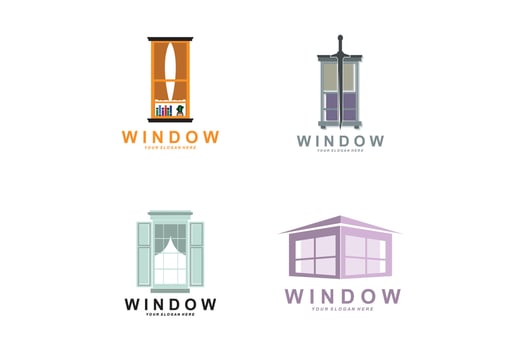 Home Window Logo, Home Interior icon design vector