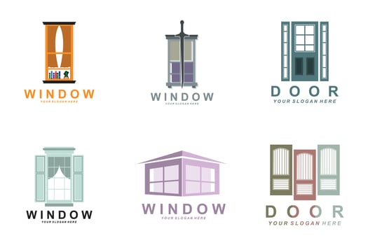 Home Window Logo, Home Interior icon design vector