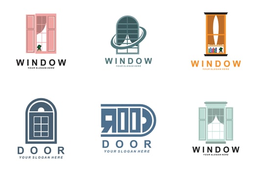 Home Window Logo, Home Interior icon design vector