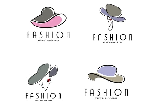 Women's Hat Logo Design Illustration Fashion beauty accessories, and product brand care vector