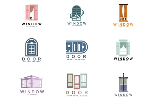 Home Window Logo, Home Interior icon design vector