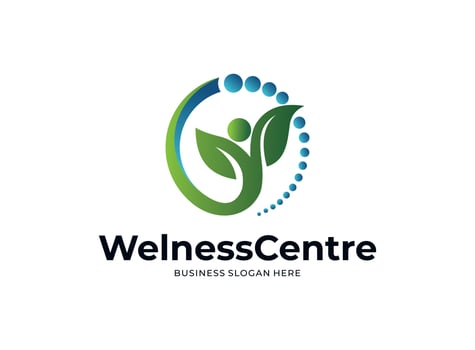 Modern circular geometric wellness nature logo icon vector