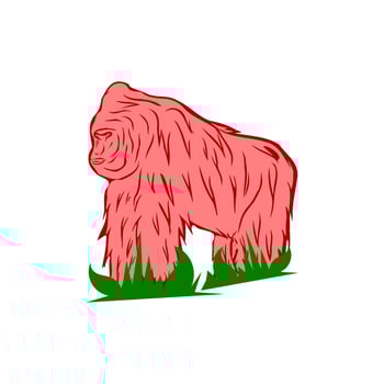Pink gorilla looking at the ground vector