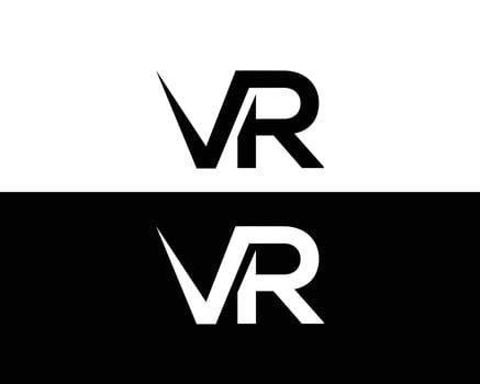 VR or RV Logo And Icon Designs Vector Template With Black Or White Backgrounds