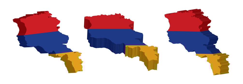 Realistic 3D Map of Armenia Vector Design Template