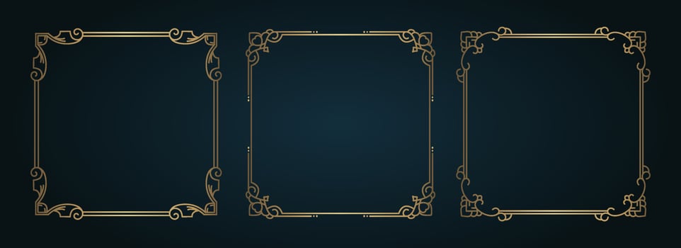 set vector, frame vintage gold vector