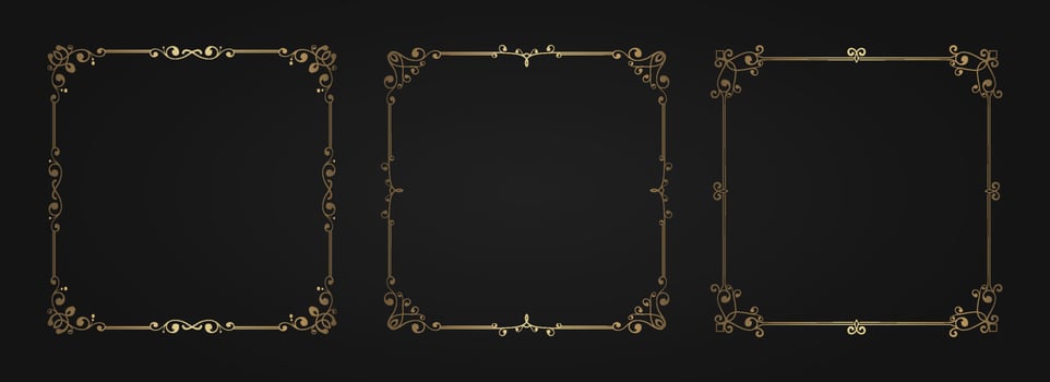 set vector, frame vintage gold vector
