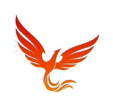 Phoenix, fairytale fairy bird icon or symbol vector