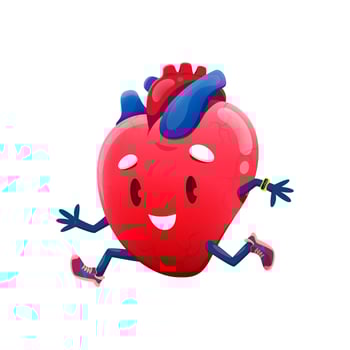 Cartoon running or jogging healthy heart character vector