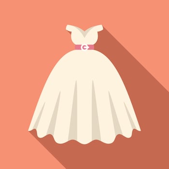Woman wedding dress icon flat vector. Bridal veil vector