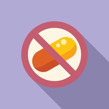 No drugs icon flat vector. Bacteria drug vector