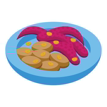 Octopus food icon isometric vector. Portuguese cuisine vector