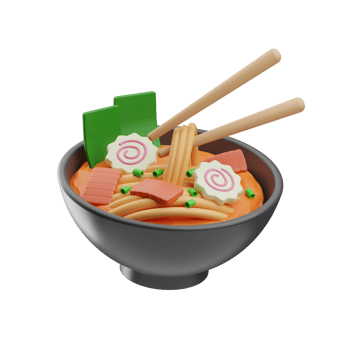 japanese ramen noodle illustration 3d png