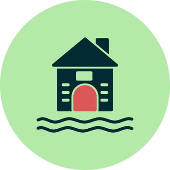 Flooded House Vector Icon