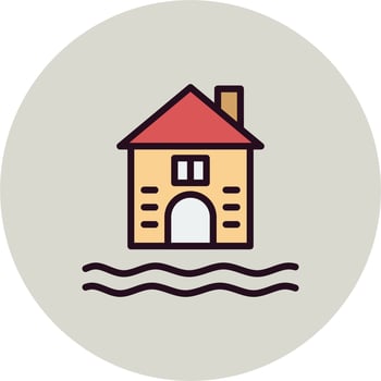 Flooded House Vector Icon