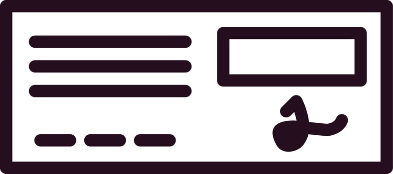 Bank Check Vector Icon