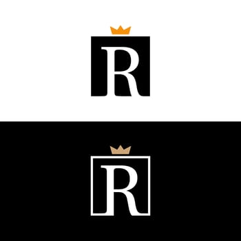 luxury modern letter r royal logo crown vector