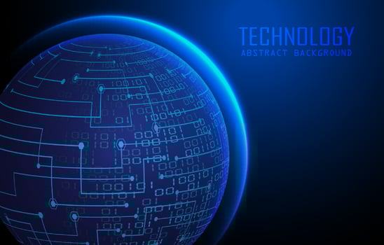 Modern World Map Holograph on Technology Background vector