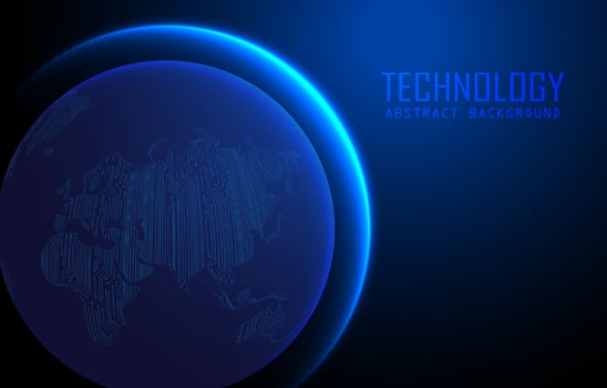 Modern World Map Holograph on Technology Background vector