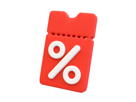 3d minimal discount coupon. Special offer promotion. Flash sale icon. 3d illustration. png
