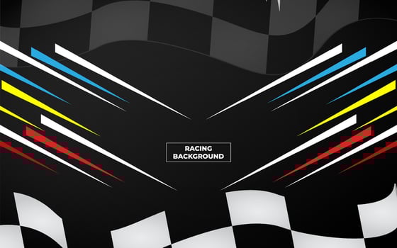 Modern racing design background vector. Trendy racing background template with race flag. vector
