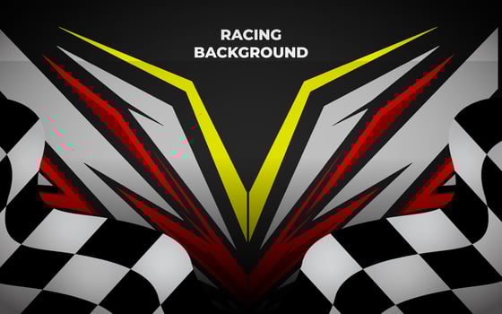 Trendy racing background template with race flag. Modern racing design background vector