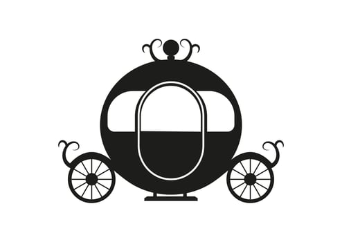 Black And White Princess Carriage Vector Clipart On White Background