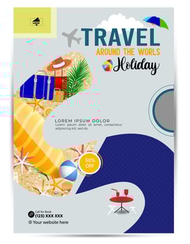 Modern company tours travel flyer design. Summer Holiday Tourism Brochure Template. Flyer Design Set with Beach View. tourism color a4 print ready tour flyer, Holiday Poster. World Adventure template. vector