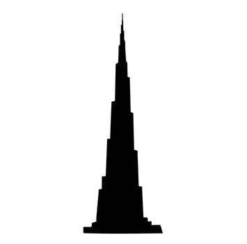 Burj Khalifa tower silhouette vector. Burj Khalifa vector icon.