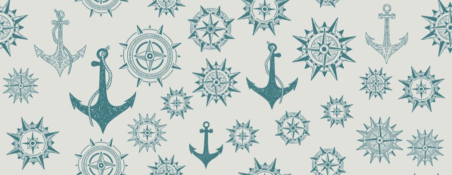 Compass Wind rose, Anchor, pattern, hand drawn Illustration vector
