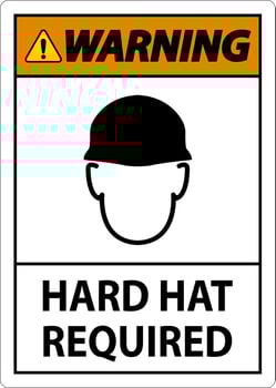 Warning Hard Hat Required Sign On White Background vector