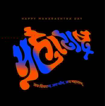 Happy Maharashtra Day with Maharashtra map marathi typography. Jai Bhim, Jai Shivaji, Jai Maharashtra. vector